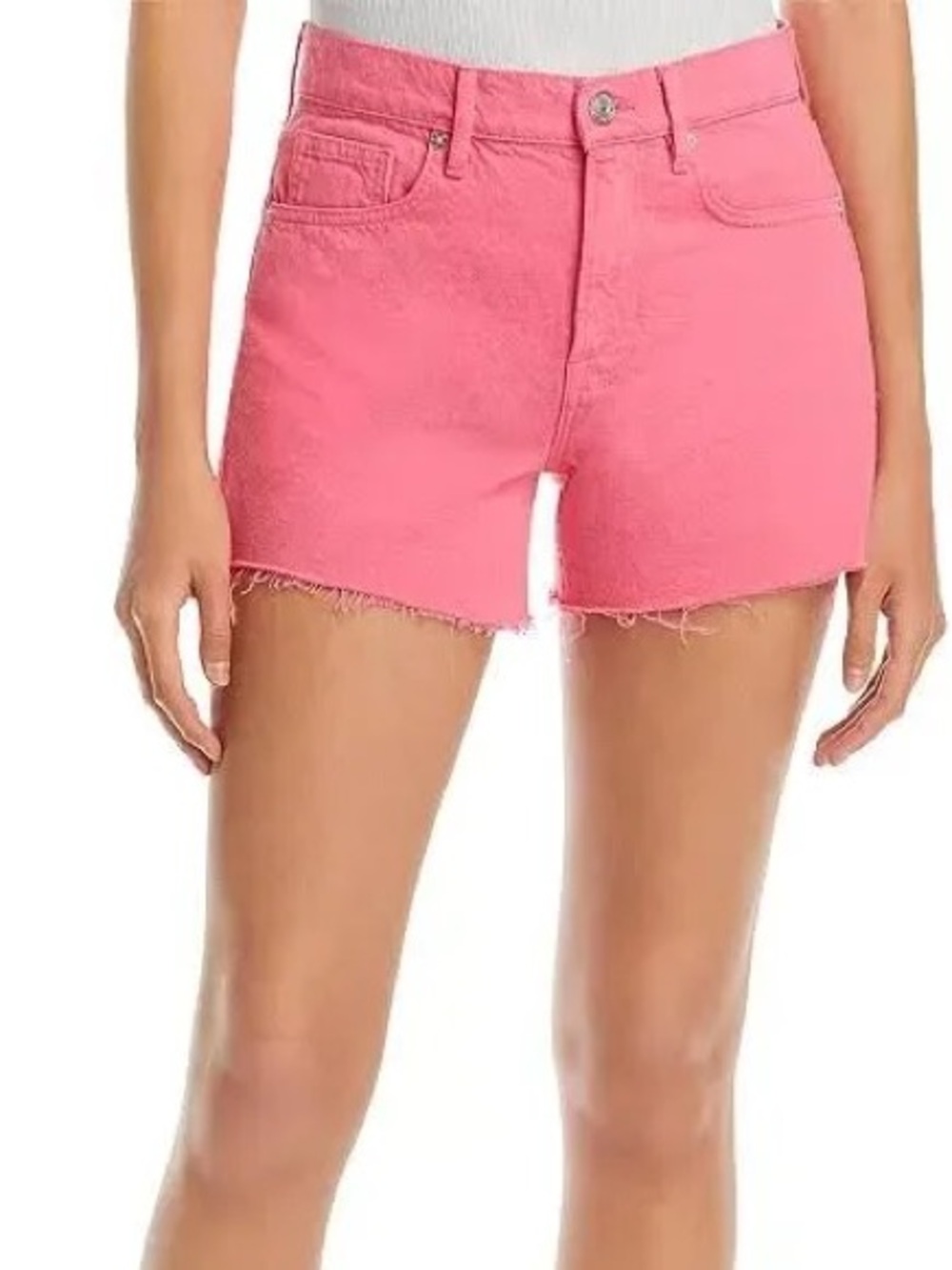 FRAME Le Brigette Hot Pink High Rise Cut Off Raw Hem Denim Jean Shorts Size 28